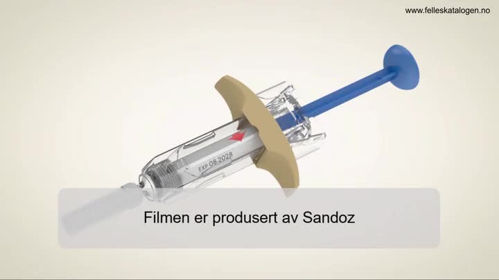 Instruksjonsfilm for bruk av ferdigfylt sprøyte.