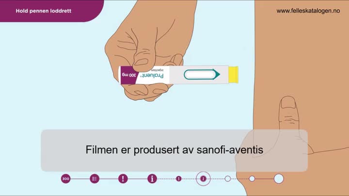 Instruksjonsfilm for bruk av ferdigfylt penn 300 mg (gjelder
for utgående penn med glatt hette som skal fases ut i 2026)