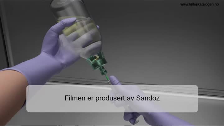 Instruksjonsfilm for tilberedning og bruk av pulver til
konsentrat til infusjonsvæske
